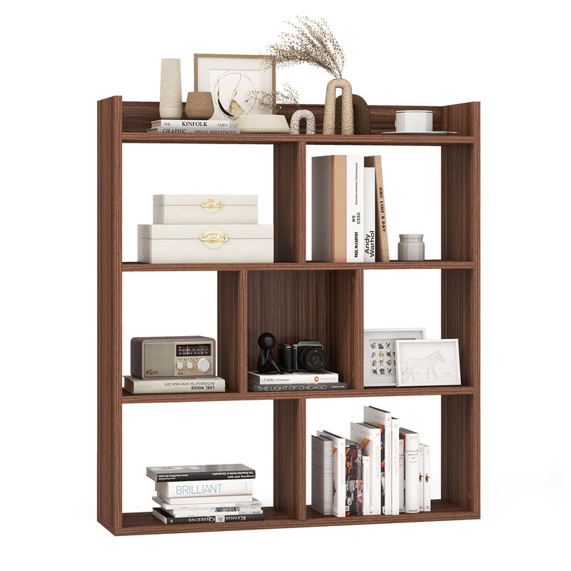 7-Cube Storage Bookshelf with Open Back Design and Anti-Tip Hardware