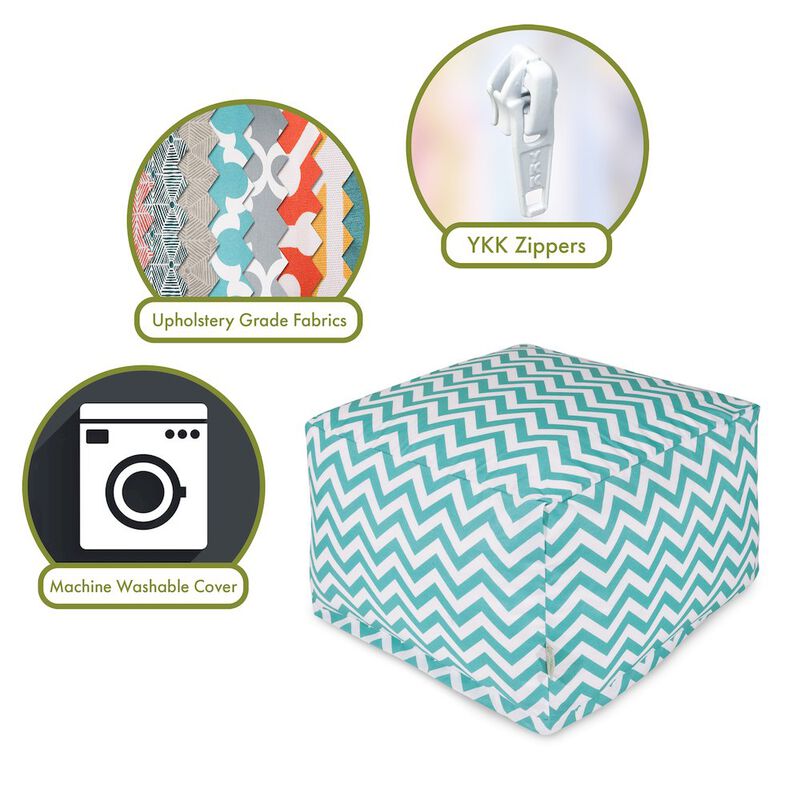Majestic Home Goods Ottoman Pouf Chevron Teal