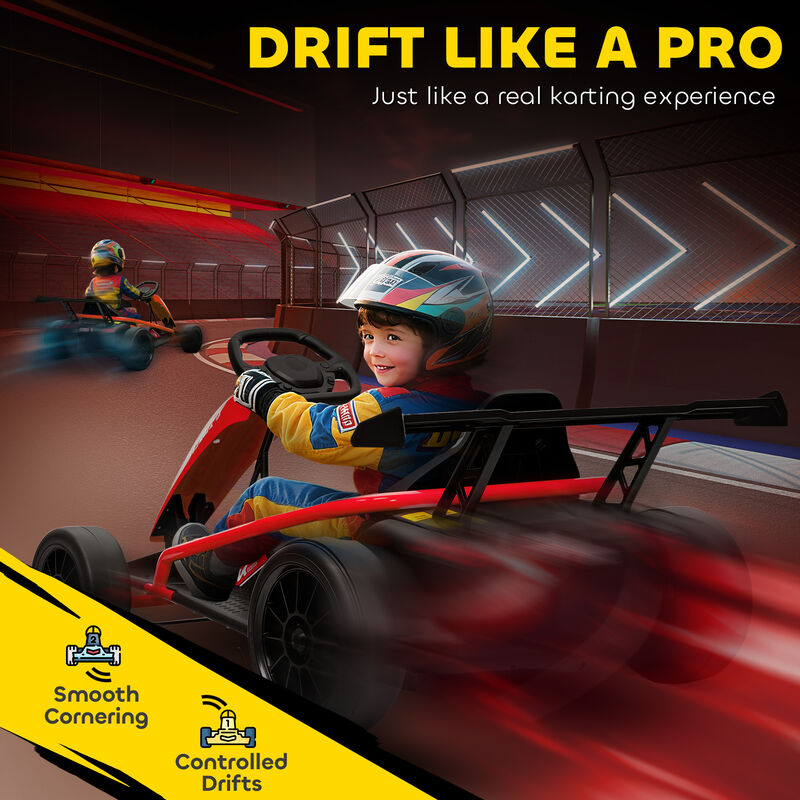 BreeBe 24V 7AH Kids Electric Go Kart, 8.1 MPH Battery Powered Drift Kart with Dual Motors, Soft Start image number 3