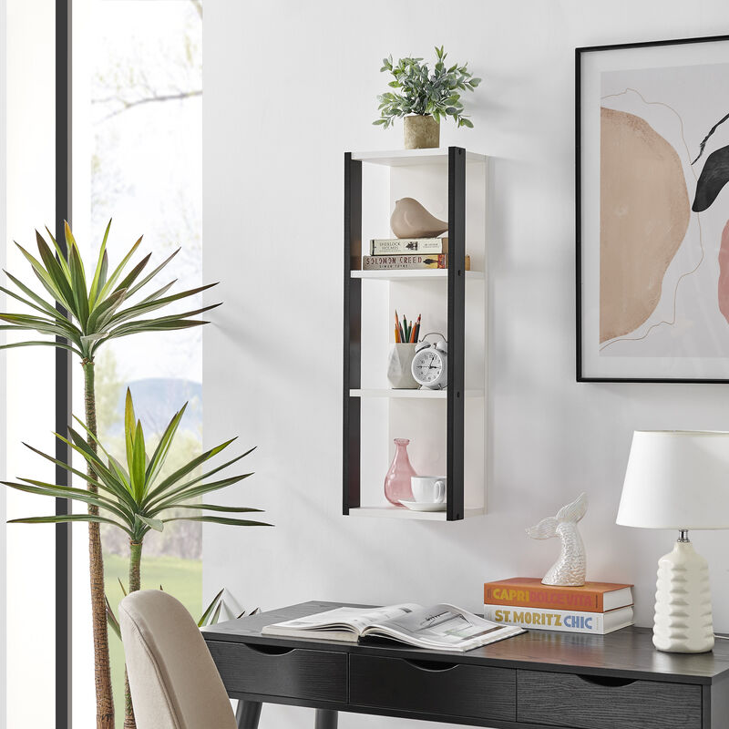 Recife Vertical Three-Tier Modern Shadow Box Cube Display Wall Shelf