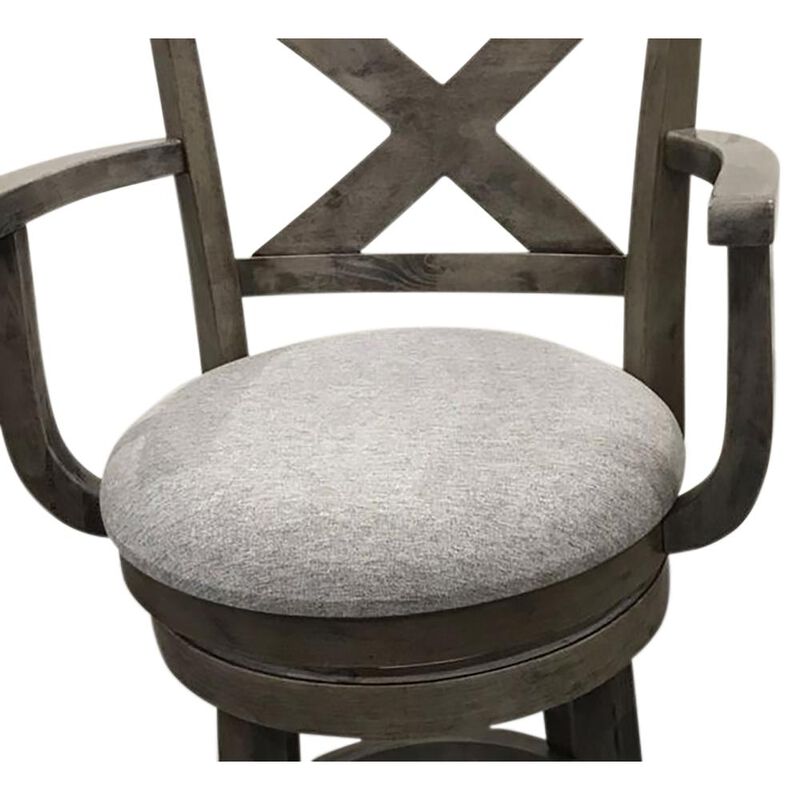 Carolina Living Essex Deluxe Swivel Barstool - Set of 2 - Gotham Grey - Grey Upholstery
