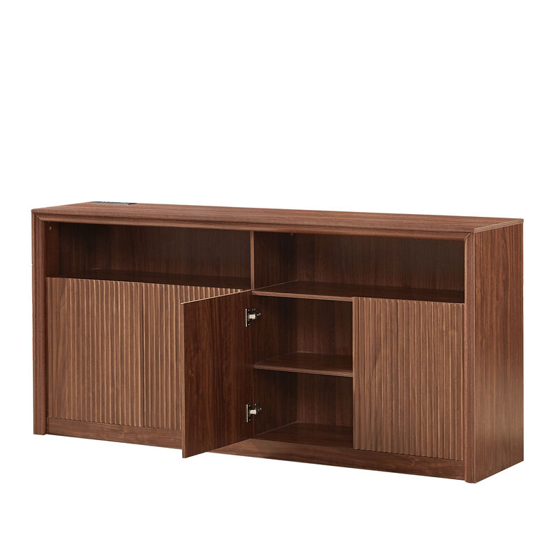 Zegtu 67" Wooden Sideboard LED Light Strip image number 3