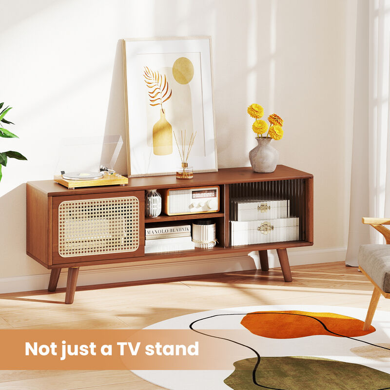 Modern TV Stand with Sliding Doors for Sleek Media Storage and Contemporary Living Room Style