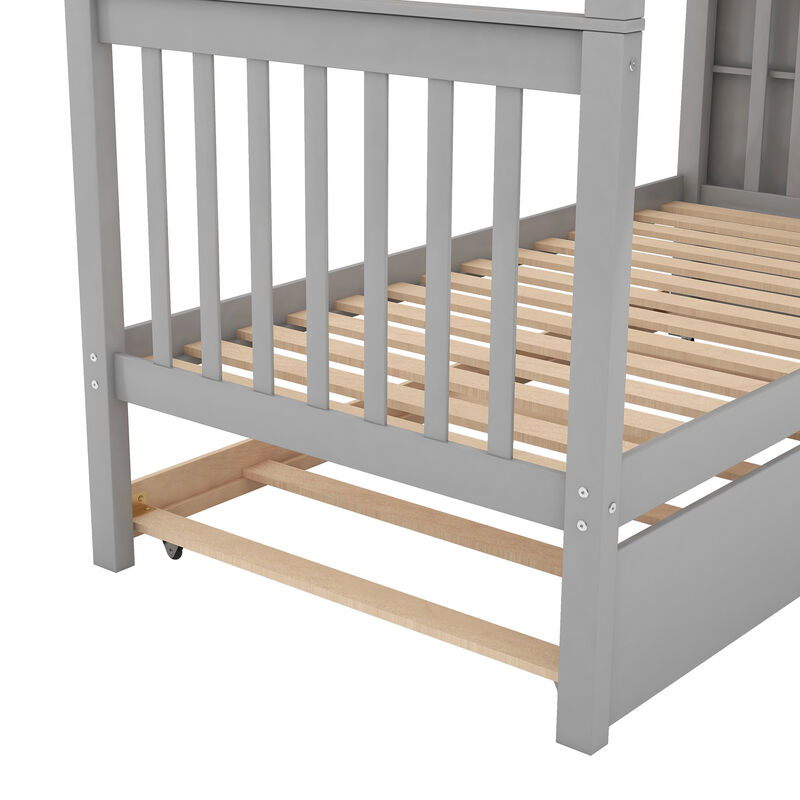Whisen Twin over Twin Bunk Bed with Trundle and Storage