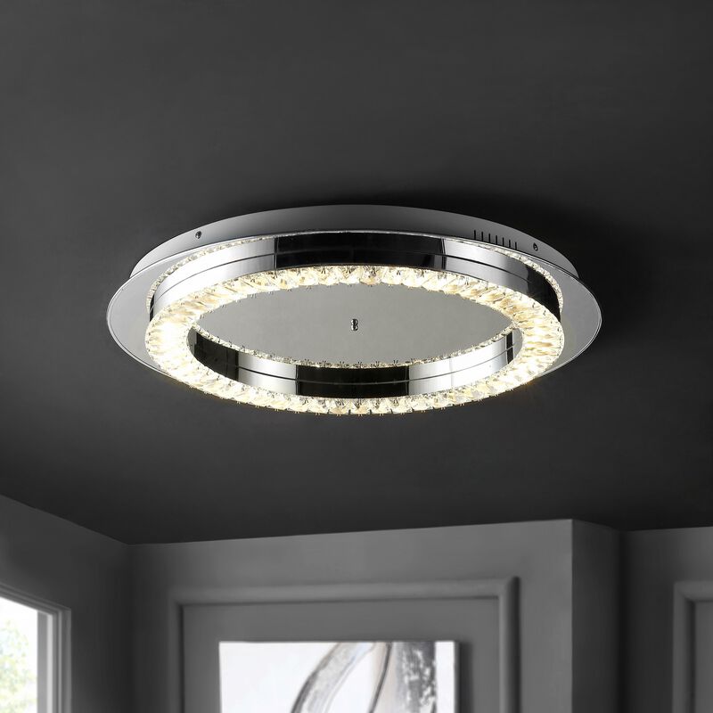 Cristal Integrated Iron/Crystal Glam LED Flush Mount