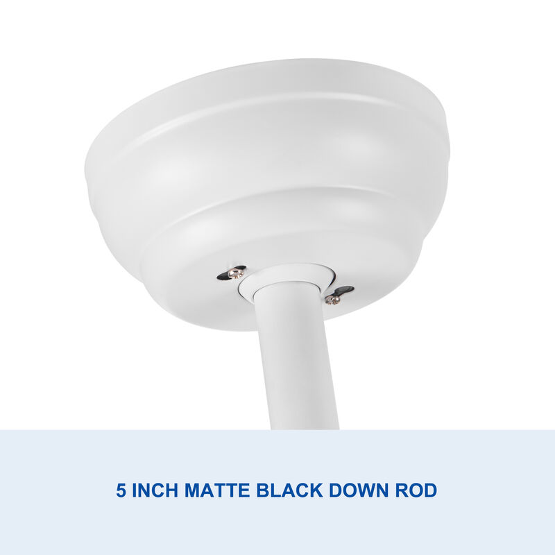 60 Inch Modern LED Ceiling Fan with Light - White ABS Blades, 6-Speed Reversible Fan image number 4