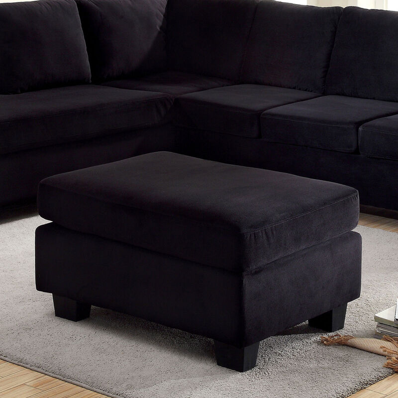 Flannelette Living Room Ottoman, Black image number 1