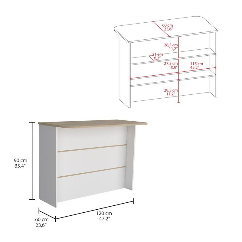 Britton kitchen Island with Two-Tier Storage Shelf and Ample Workstation