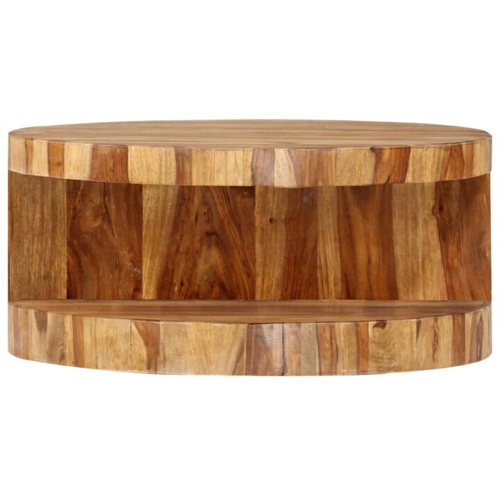 vidaXL Round Coffee Table 25.6"x11.8" Solid Sheesham Wood