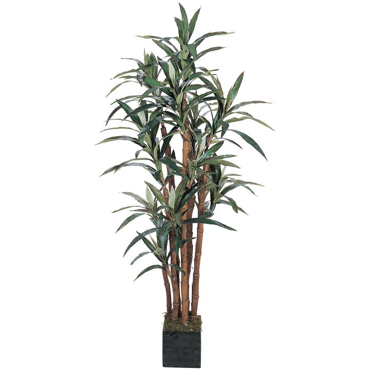 Nearly Natural 5-ft Yucca Tree x 7 w/172 Lvs w/Wooden Pot