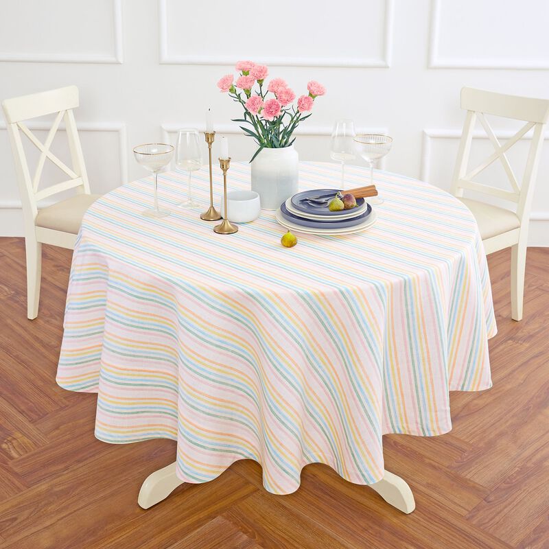 Solino Home Julia 100% Linen Round Tablecloth &ndash; Handcrafted, Machine Washable, Perfect for Holiday and Everyday Dining