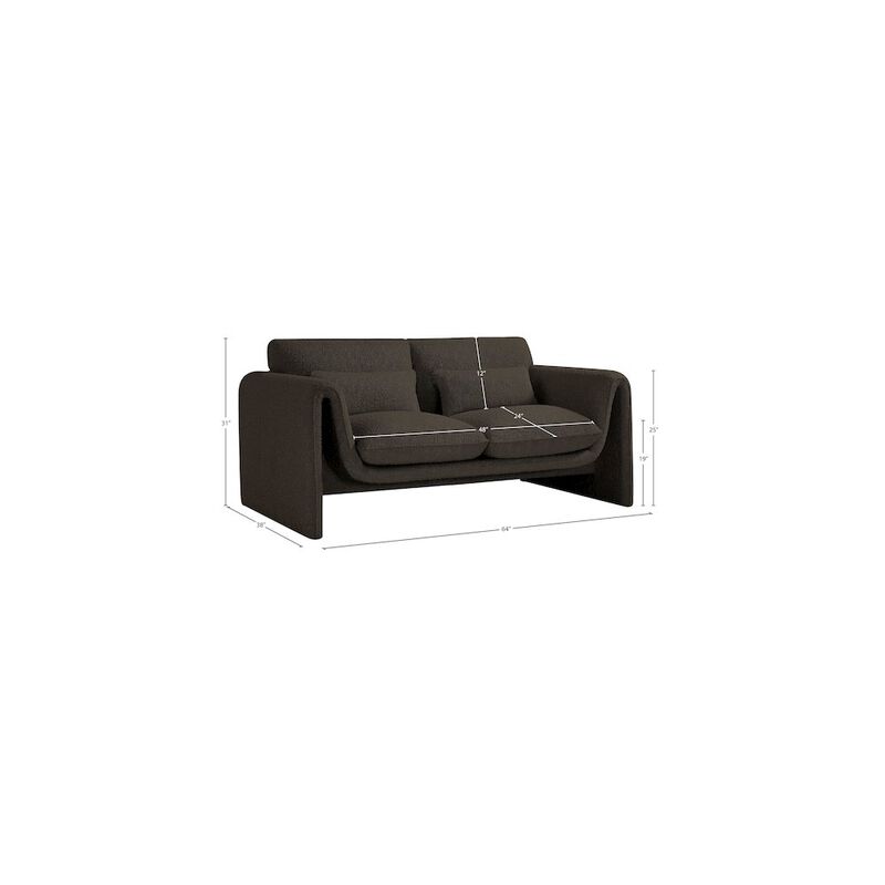 Meridian Furniture Stylus Brown Boucle Fabric Loveseat