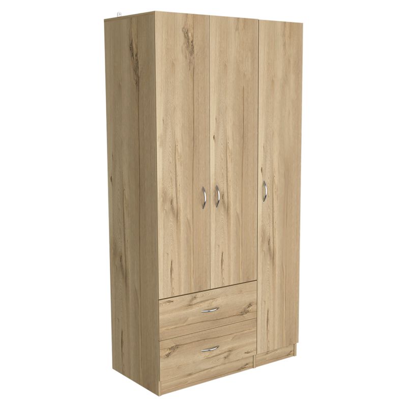 Austral 3 Door Armoire with Drawers, Shelves, and Hanging Rod image number 1