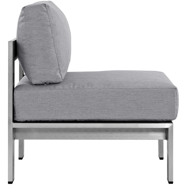 Shore Armless Outdoor Patio Aluminum Chair - Silver Gray