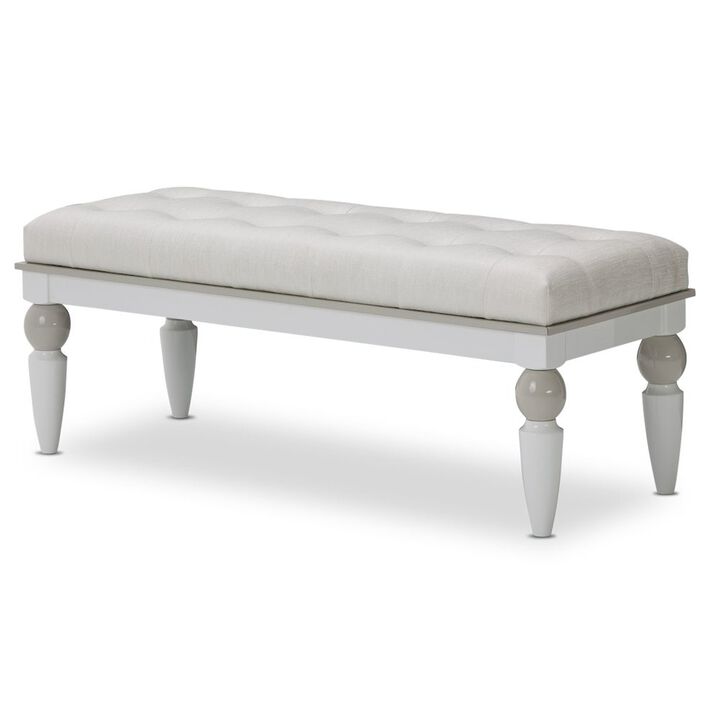 Michael Amini Sky Tower Bedside Bench - Cloud White