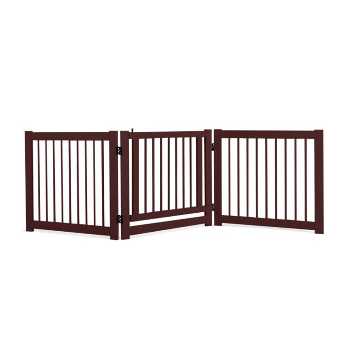 Hivvago 24 Inch Configurable Folding 3 Panel Wood Dog Fence