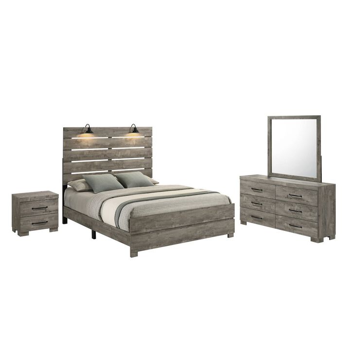 Best Quality Furniture 4Pc Modern Eastern King Size Panel Bedroom Set In Antique Gray Color
