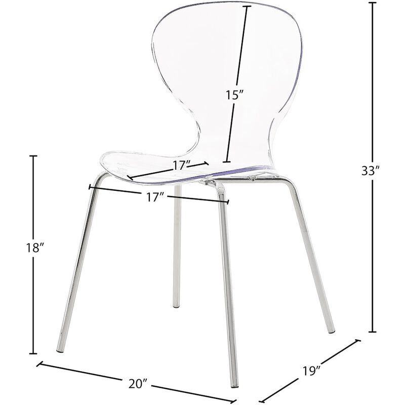 Meridian Furniture Clarion Chrome Metal Dining Chair, Set of 2