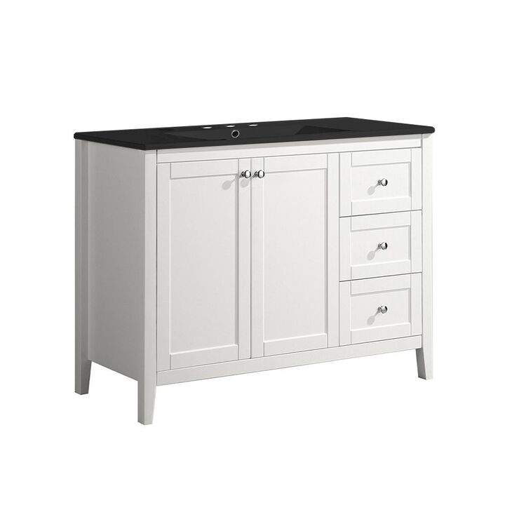 Cannes 48 in. White Bathroom Vanity with 3-Hole Ceramic Sink Top