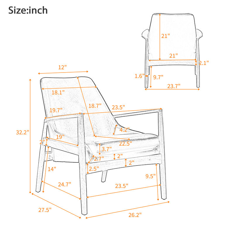 Merax Mid-Century Modern Armchair Reading Leisure Chair