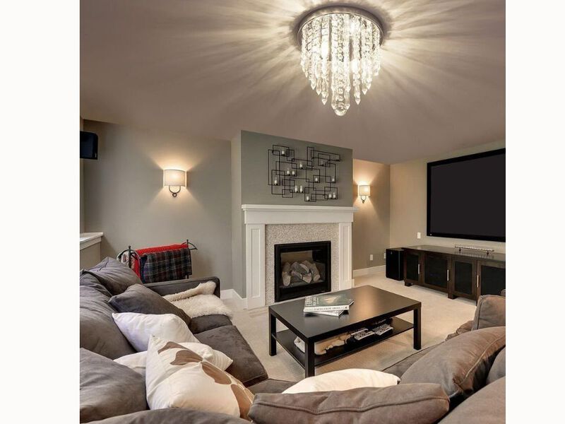 2-Light Mini Crystal Chandelier &ndash; Flush Mount Modern Fixture for Bedroom, Hallway, Kitchen & Bathroom (G9 Base)