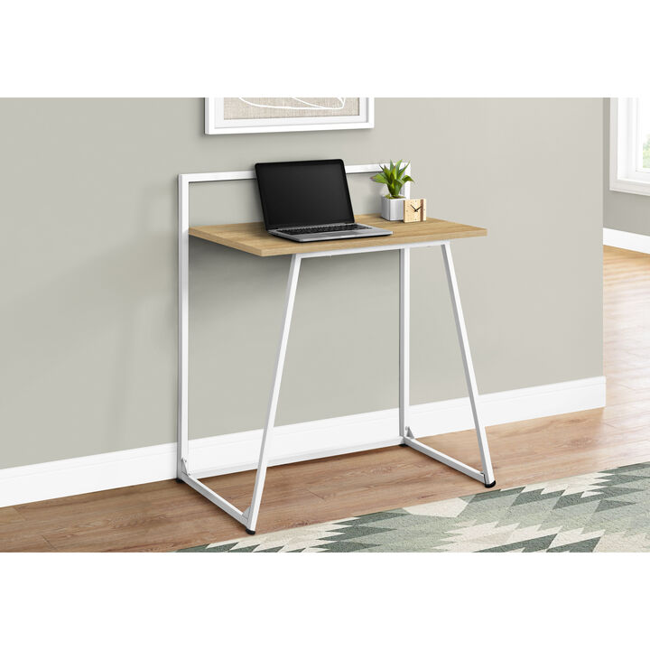 Monarch Specialties I 7119 Computer Desk, Home Office, Laptop, 30"L, Work, Metal, Laminate, Natural, White, Contemporary, Modern