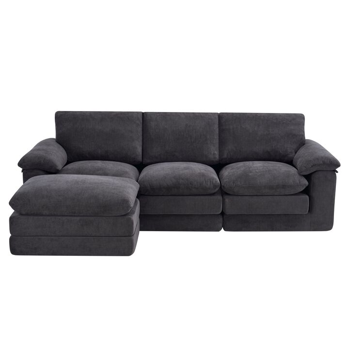 Wafhit L‑Shaped Chenille Sectional Sofa