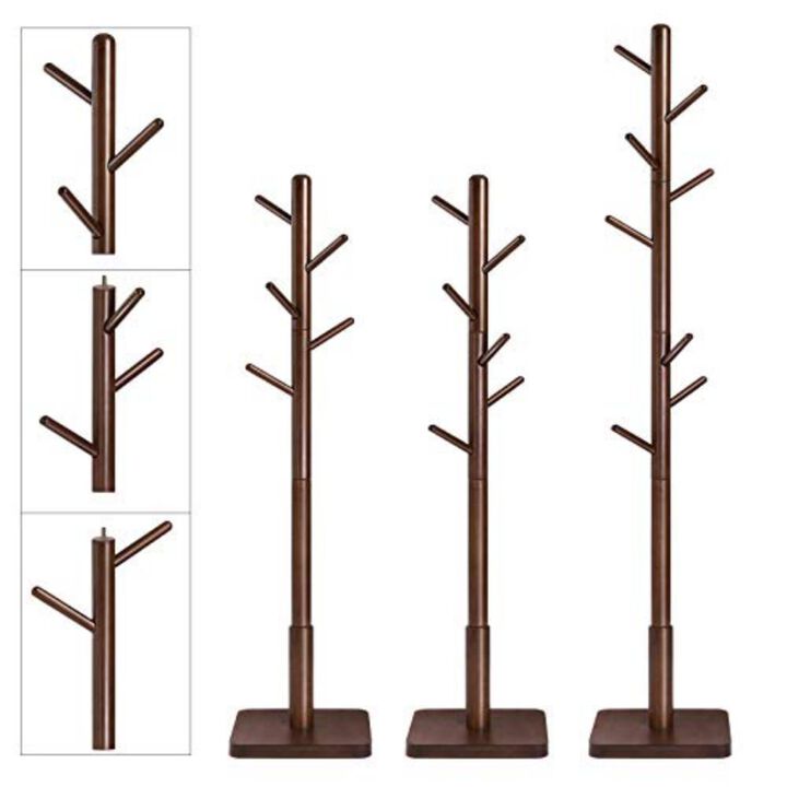 Solid Walnut Coat Rack Stand with 8 Hooks - Elegant Hall Tree