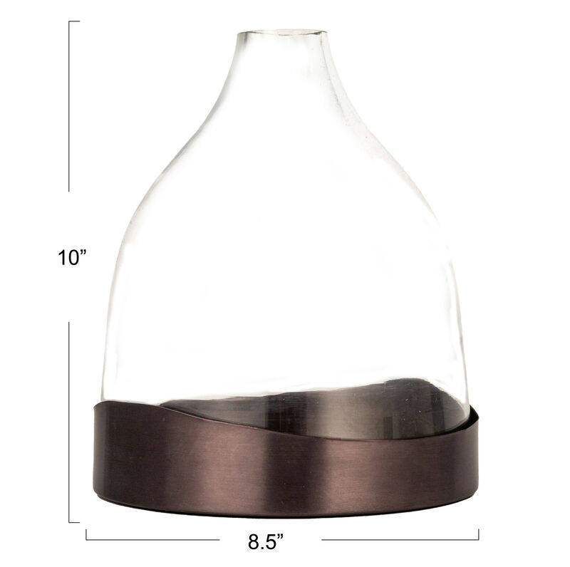 Sophisticated Glass Cloche with Metal Tray, Clear and Black Nickel image number 2