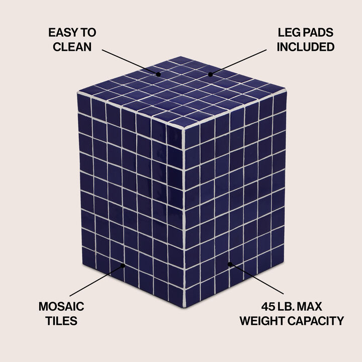 Callista Modern Bohemian Ceramic Tiled Rectangle End Table