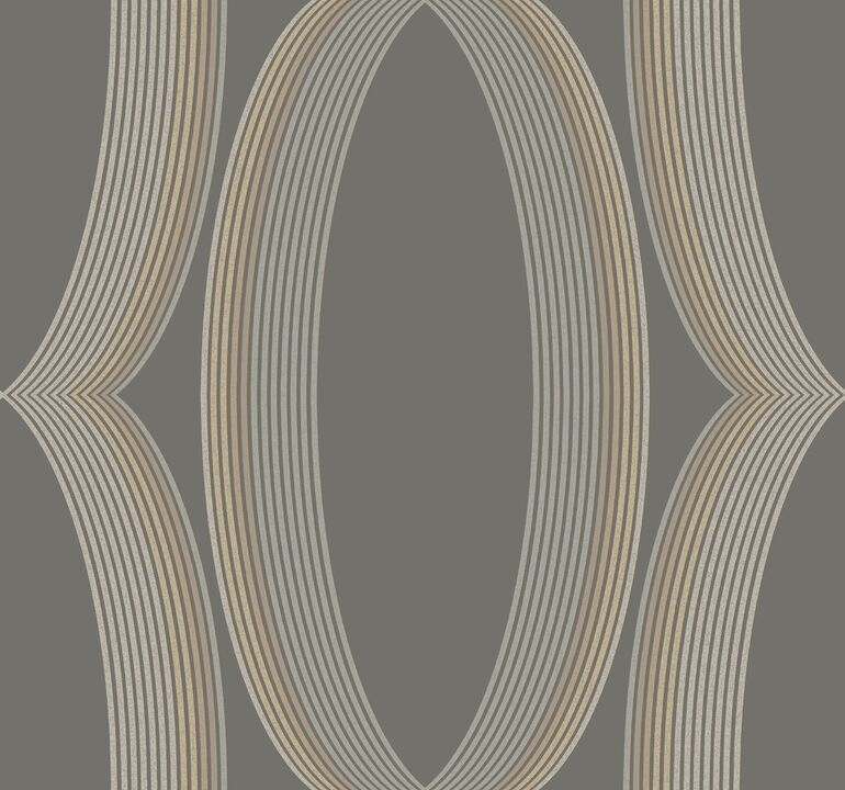 Progression Ogee Charcoal Wallpaper