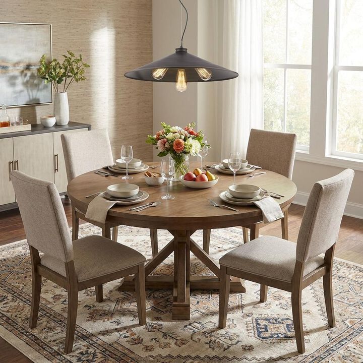 HomeRoots Alcove 4-Light Oil-Rubbed Bronze Pendant With Raw Brass Interior Shade