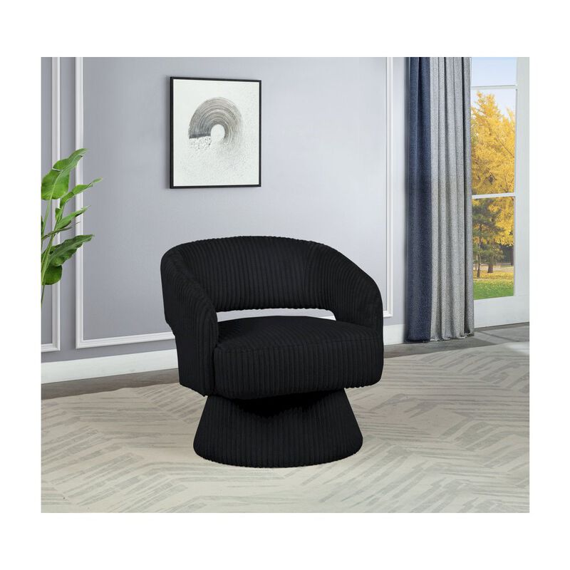 Best Quality Furniture Black Velvet Swivel Accent Barrel Chair