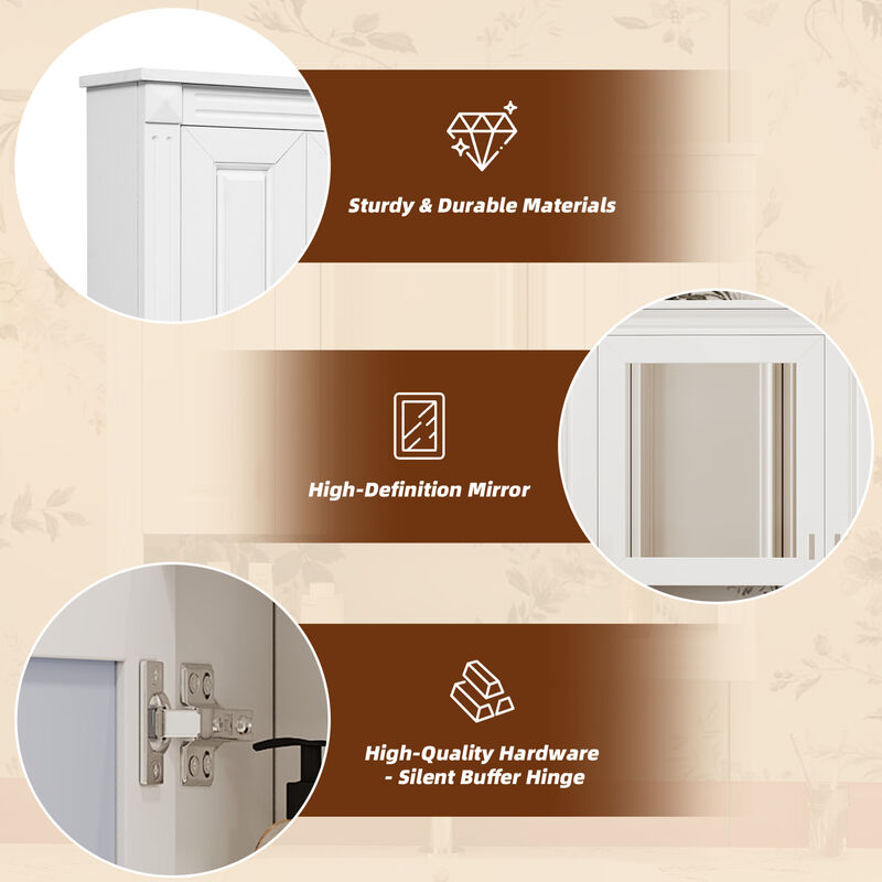 ELEMENT ACE 35-Inch Wall Mounted Medicine Cabinet with Mirror and Adjustable Shelves image number 8