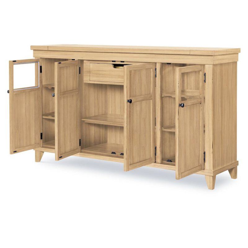 Legacy Classic Credenza (4 Doors, 2 Glass Windows, Puck Lights, 1 Drawer)