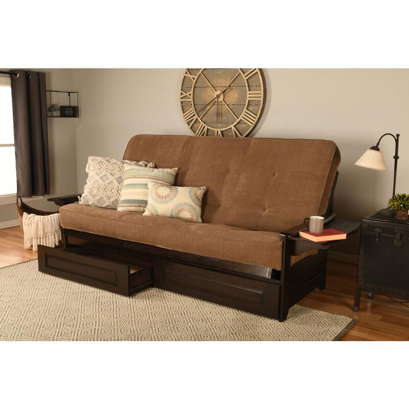 Phoenix Frame Queen-Espresso Finish-Marmont Mocha Mattress-Storage Drawers image number 1