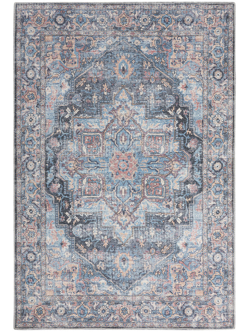 Machine Washable Series 1 SR101 Light Blue/Multicolor 5'3" x 7'3" Rug