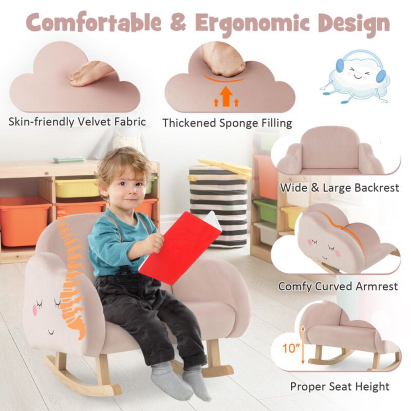 Hivvago Upholstered Toddler Rocker with Solid Wood Legs and Non-slip Foot Pads