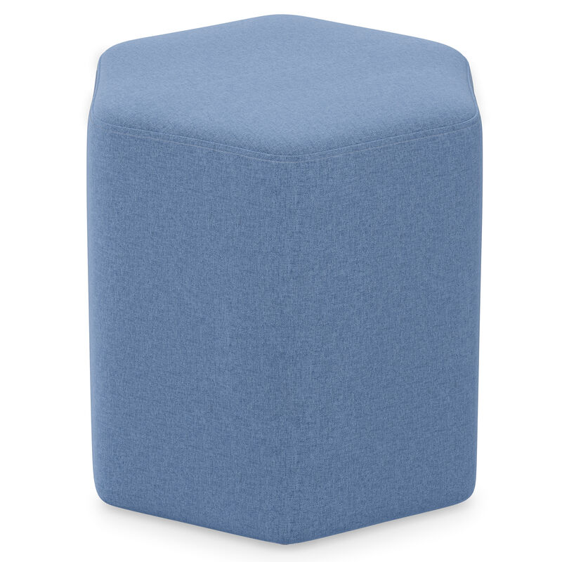 Brock 16 inch Wide Contemporary Irregular Footstool in Wedgewood Blue Linen Look Fabric, Fully Assembled image number 2