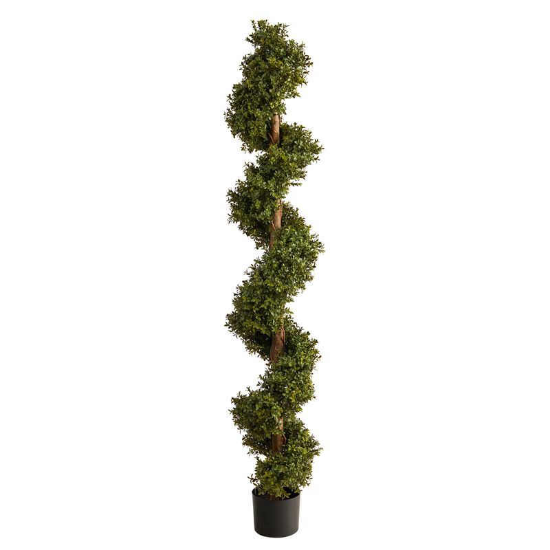 Hivvago 6 Feet Boxwood Spiral Topiary Artificial Tree