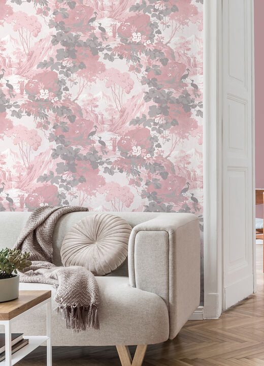 Eden Pink Crane Lagoon Wallpaper