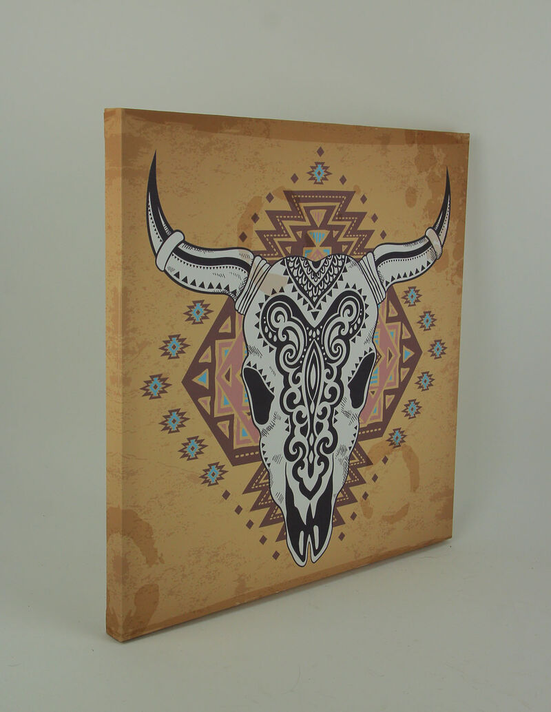 Southwest Steer Skull Santa Fe Style Canvas Print image number 1