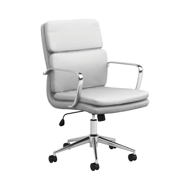 Leatherette Office Chair with Top Panel Padded Back, Gray-Benzara