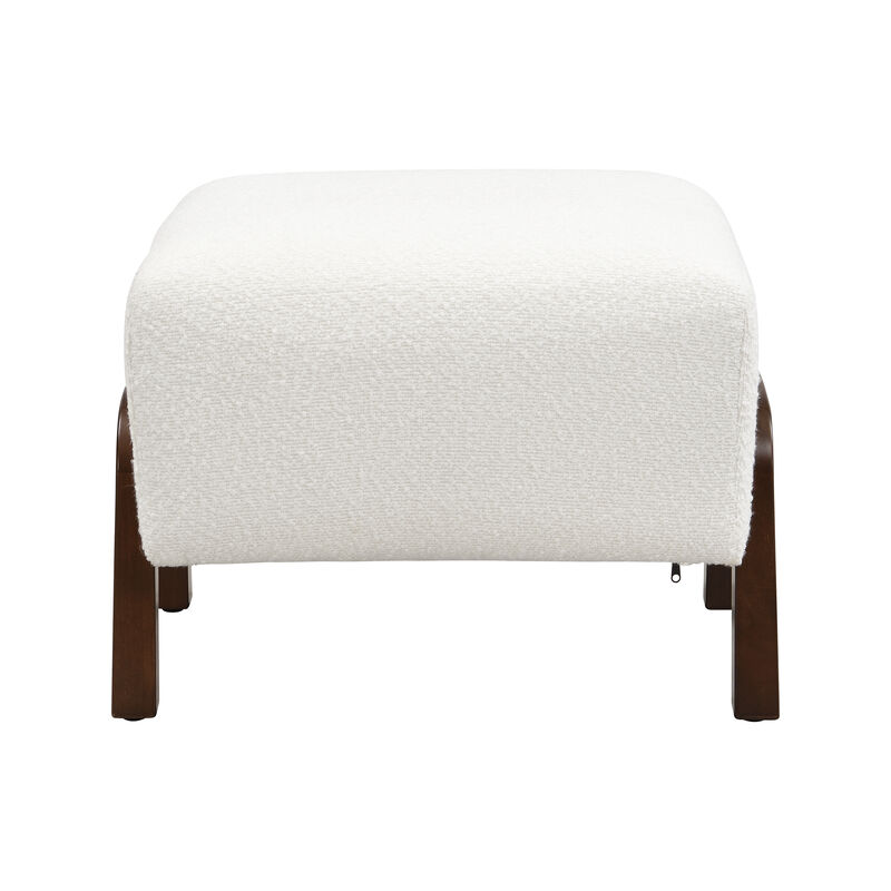 Christopher Knight Home Syler Contemporary Rubberwood Boucle Upholstered Ottoman image number 0