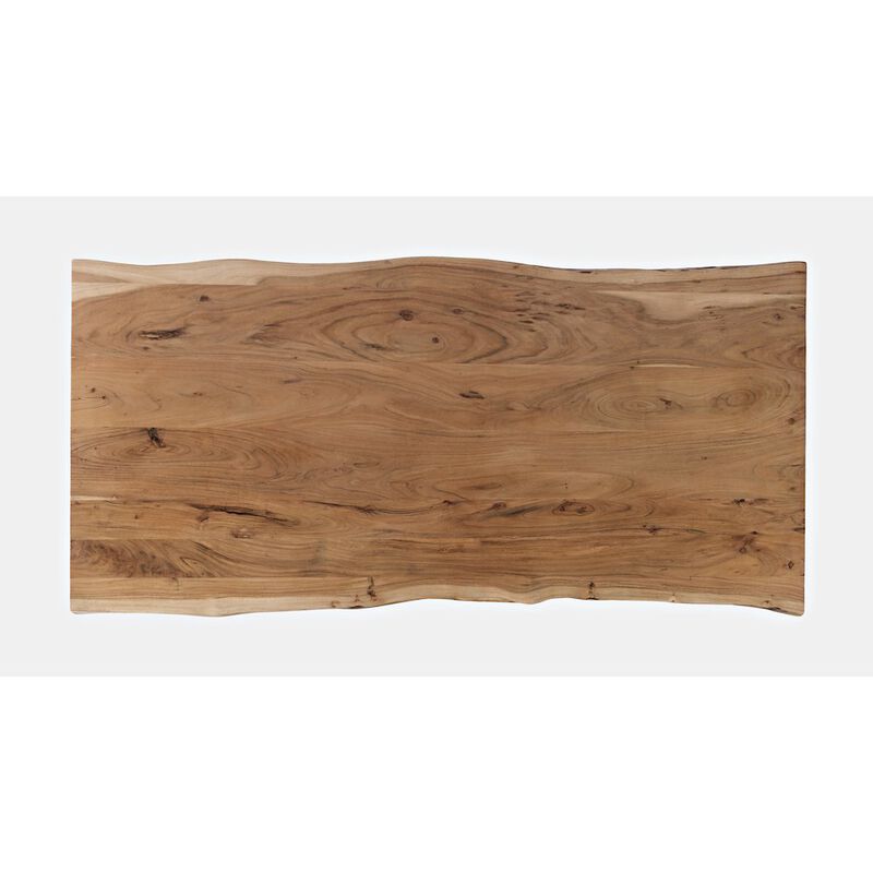 Jofran Five Piece Solid Acacia Dining Set with Upholstered Mid-Century Modern Chairs