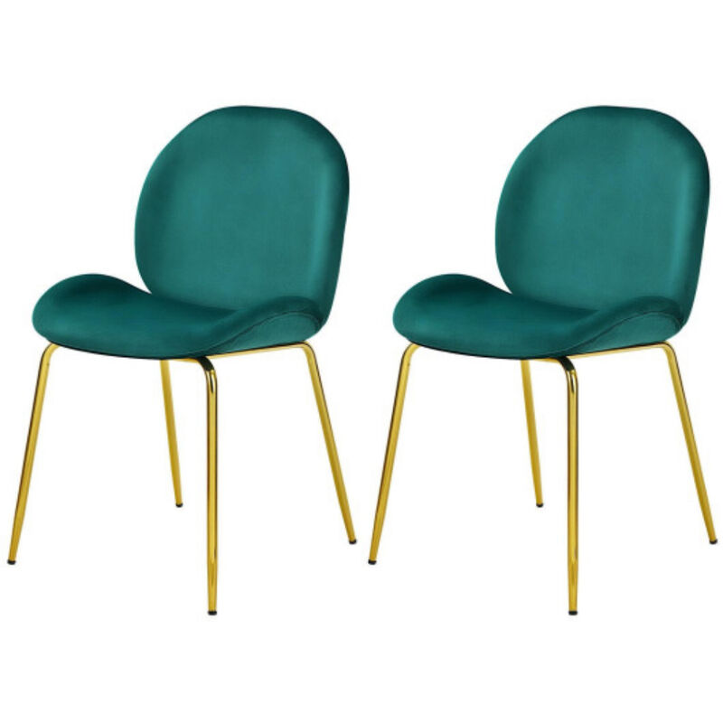 Set of 2 Velvet Accent Chairs with Gold Metal Legs