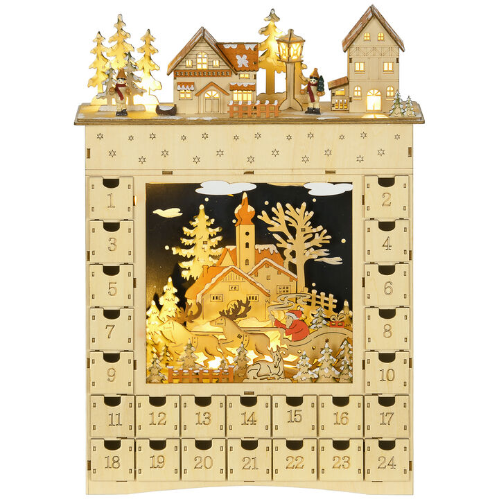 HOMCOM Wooden Christmas Advent Calendar, 24 Dasys Countdown to Christmas