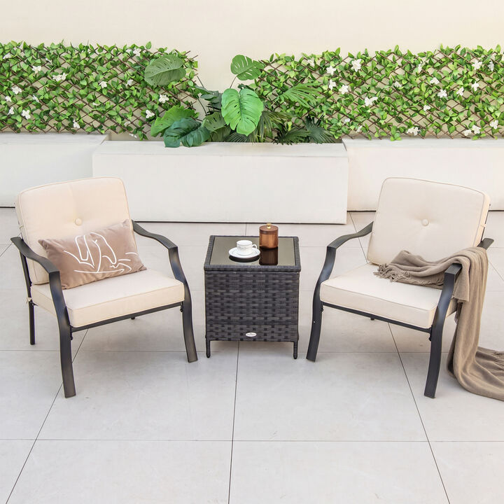 Set of 2 Patio Metal Chairs with Seat and Back Cushions for Outdoor