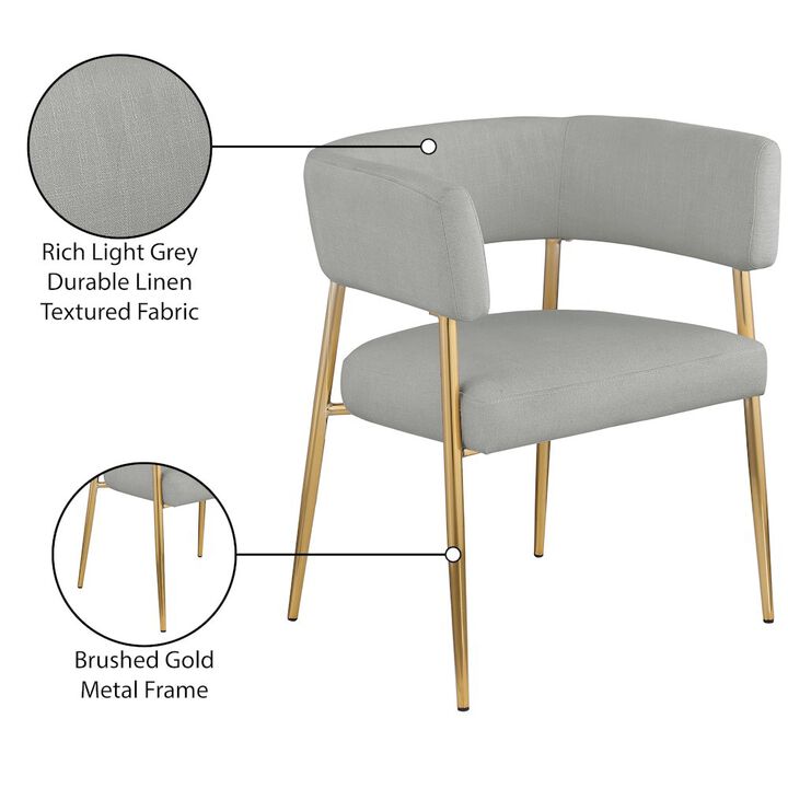 Meridian Furniture Creston Light Grey Durable Linen Textured Fabric Dining Chair