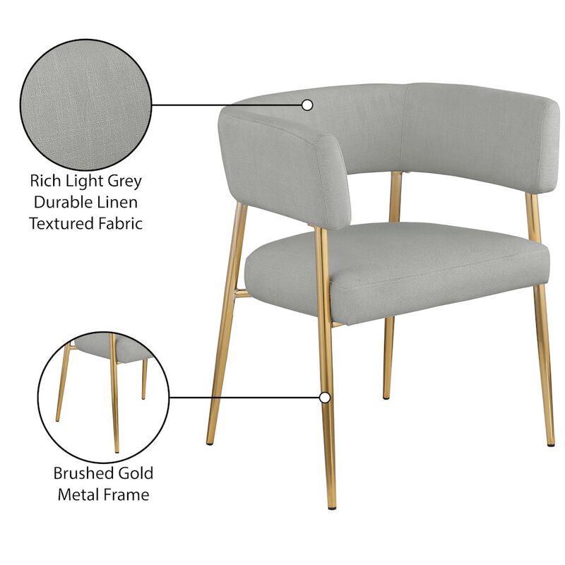 Meridian Furniture Creston Light Grey Durable Linen Textured Fabric Dining Chair